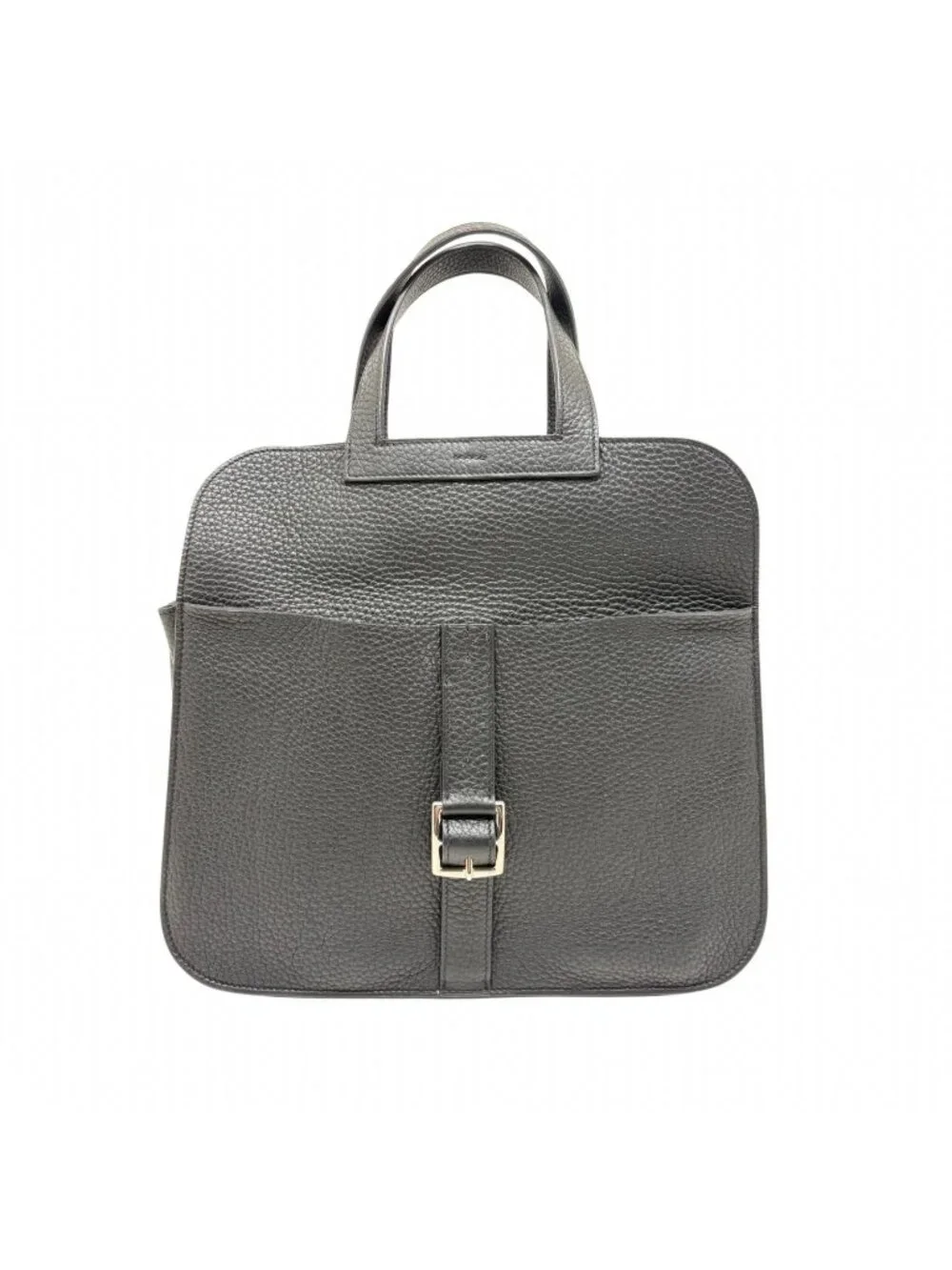 Hermes Halzan 31 Black Silver Shoulder Bag Taurillon Clemence
